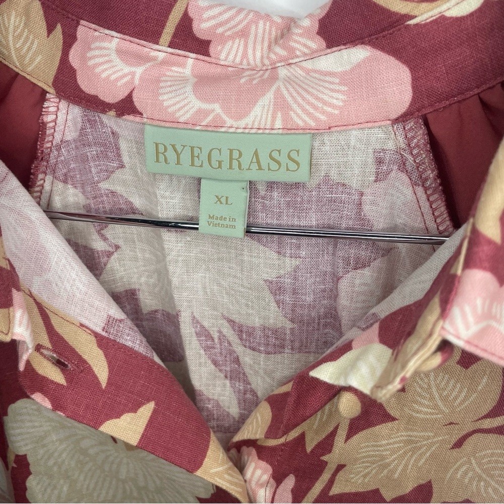 Rye Grass Pink Floral Linen Bend Skirt and top Set - Picture 4 of 12